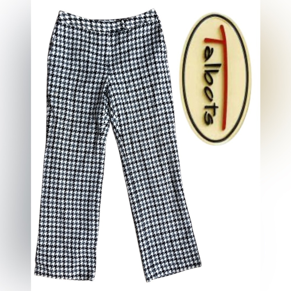 100% wool Talbots Black White Houndstooth Pants Size 8